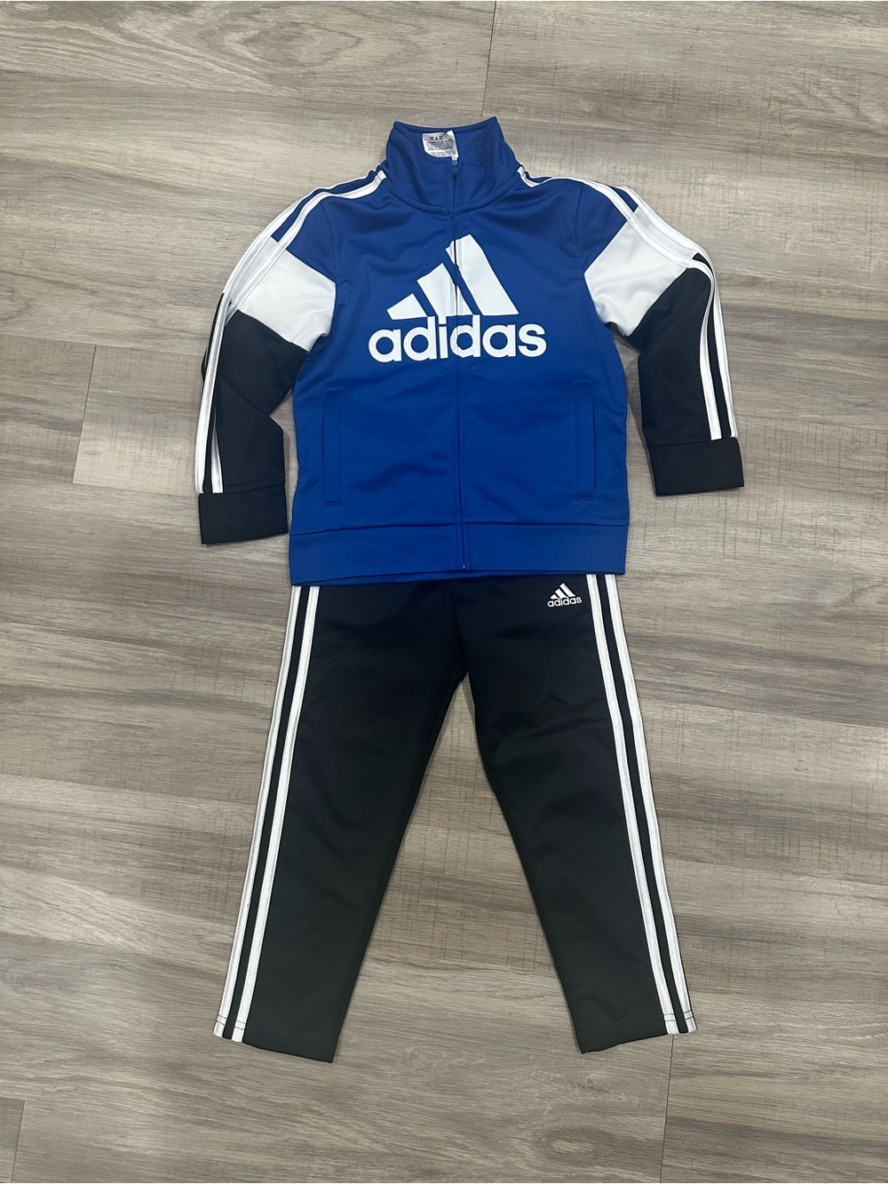 adidas Royal Blue and Black Kids Track Set with White Logo